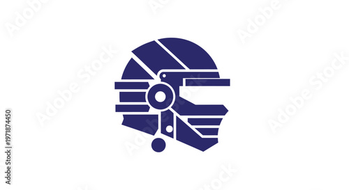 Futuristic Blue Helmet Design Isolated on White Background.