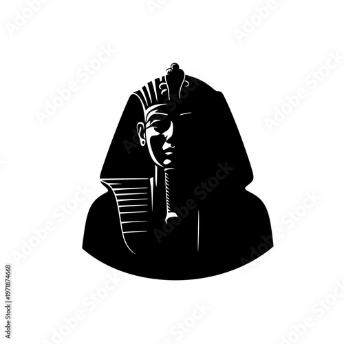 Pharaoh's Silhouette: A striking black and white portrait of a pharaoh, his regal headdress casting shadows over his face, evoking the mystique and power of ancient Egypt.