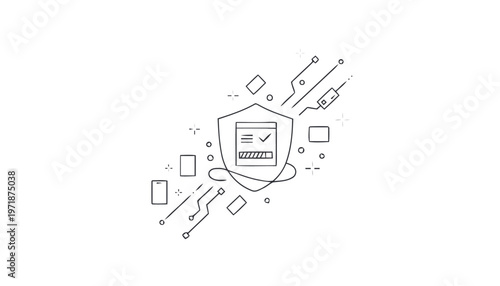 Digital Security Shield with Checklist for Data Protection Concept.