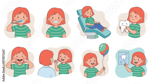Healthy Smiles A Collection of Dental Care and Medical Poses, Illustrating Children's Oral Healthcare Activities
