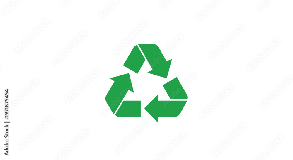 Obraz premium Green Recycling Symbol on White Background for Environmental Conservation.