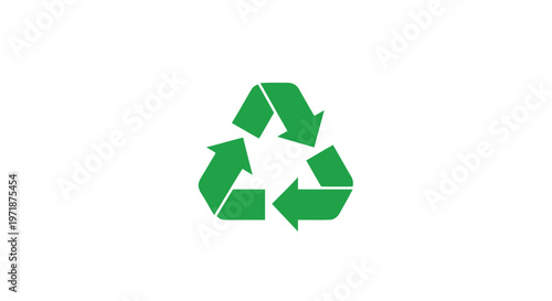 Green Recycling Symbol on White Background for Environmental Conservation.