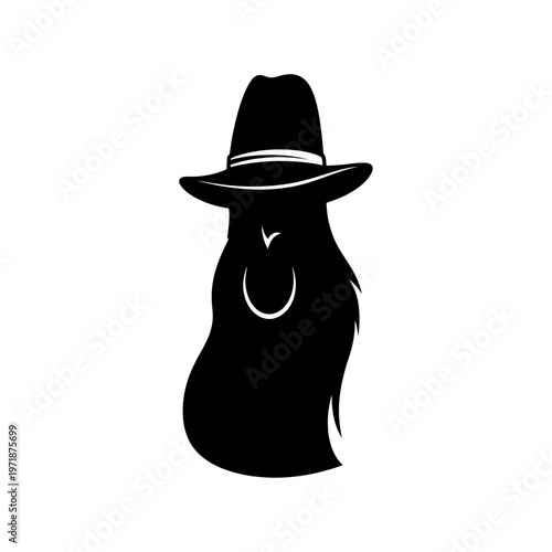 Mysterious Silhouette: An enigmatic depiction of a person, adorned with a hat and a distinct outline, against a stark background.