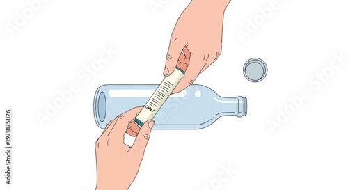 Hands Inserting A Rolled Paper Message Into A Glass Bottle For Sending A Letter Through The Sea As A Traditional Means Of Nautical Communication