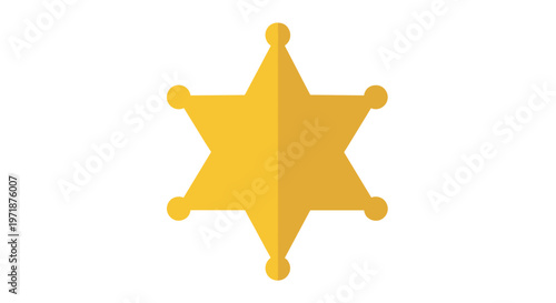 Golden Sheriff Badge Icon Symbol.