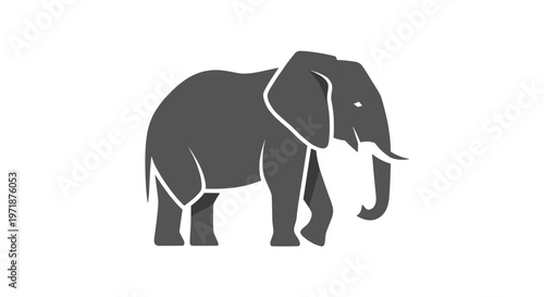 Gray Elephant Side View Illustration.