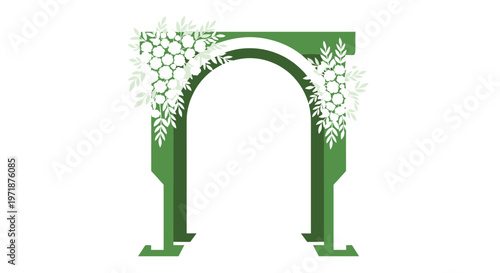 Green archway with white flowers 1.