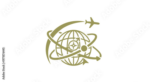Golden Globe and Airplane Symbolizing Global Travel and Aviation.