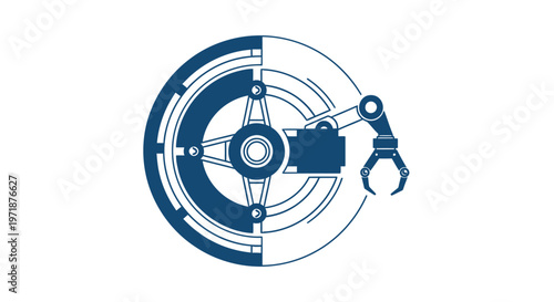 Futuristic Robotic Arm and Wheel Symbolizing Technological Advancement.