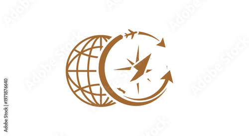 Golden Globe and Compass Design for Travel and Navigation.