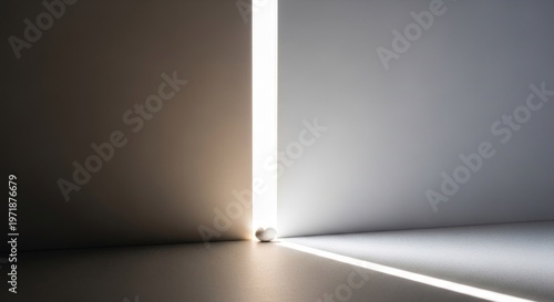 A white wall with a bright light source casting a shadow on the wall, creating a dramatic effect.