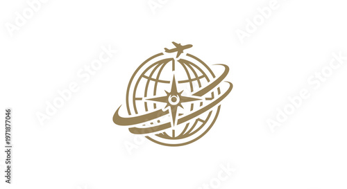 Golden Globe with Airplane Symbolizing Global Travel and Exploration.