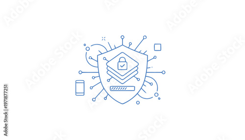 Digital Shield with Lock Icon.