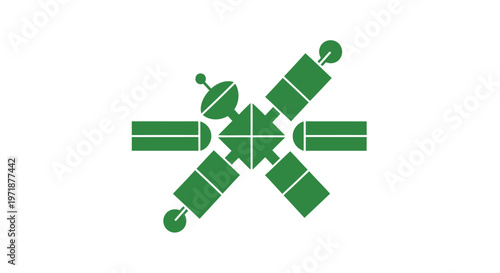 Green Satellite Illustration on White Background for Space Exploration.