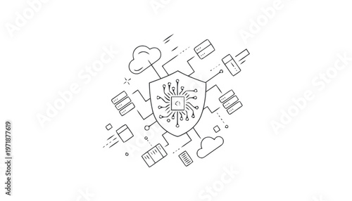 Digital Shield with Microchip Protecting Cloud Data and Devices.