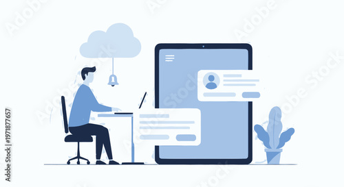 Digital Tablet Displaying User Profile and Messages in Modern Design.