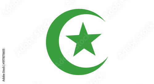 Green crescent moon star symbol.