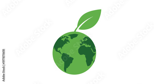 Green Earth Globe with Leaf.
