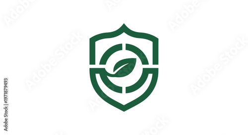 Green Shield Icon with Leaf Symbolizing Environmental Protection.