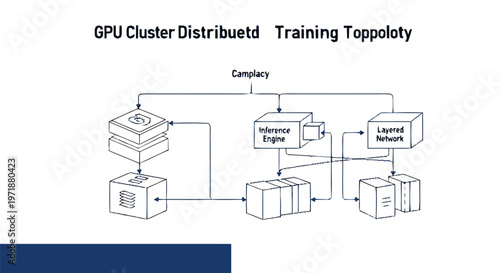 GPU Cluster Distributed Training Topology Diagram Illustration.