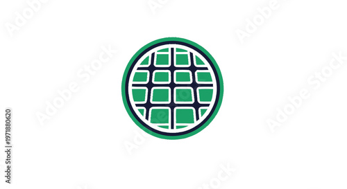Green Globe Icon Depicting Global Network and Worldwide Connectivity.