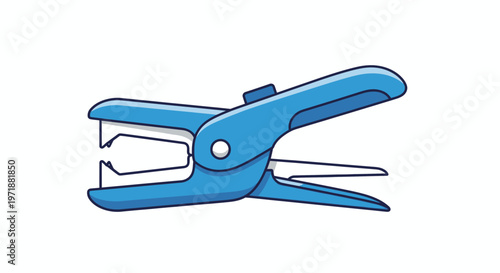 Blue Stapler Isolated on White Background, Stationery Tool