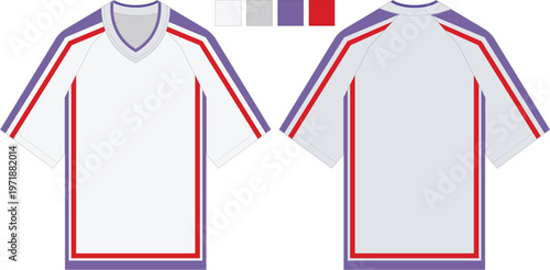 Sports Jersey Tshirt Mockup Front and Back Flat Design Oversized Jersey Football Basketball T-Shirt Mockup for Branding Vector