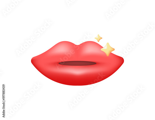 Lip care concept. Illustration of a beautiful, rosy lip symbol. Clinic and specialist doctor. Beauty, health, icon, 3D vector style. White background