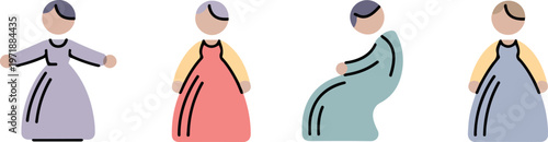 Diverse collection of senior women avatars, elderly female characters, old age representation, aging process.