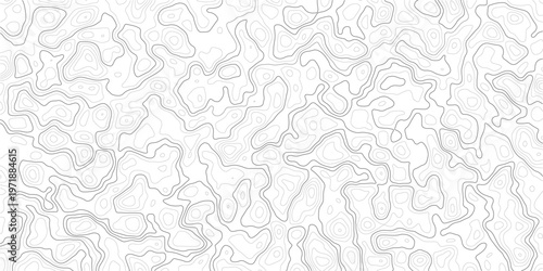Abstract topographic map pattern with wavy lines and contours on white background