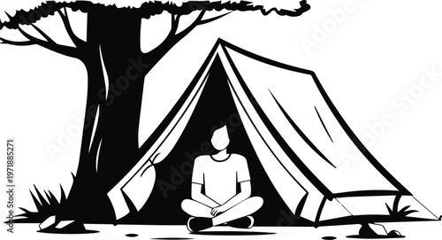 Camping equipment and campsite layout icons