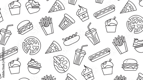 Εκτύπωση καμβά Fast food pattern for packaging