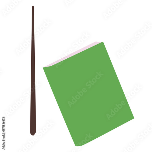 Cleaning tools illustration with broom and dustpan in flat style, isolated on light background, representing housekeeping, sanitation, maintenance work, and cleaning service concept.
