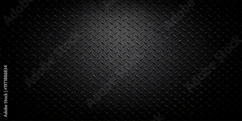 Dark steel diamond plate texture background with industrial metal pattern, black tread surface, rugged steel sheet, modern grunge design backdrop