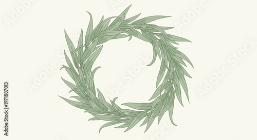 Green leafy wreath made of leaves.