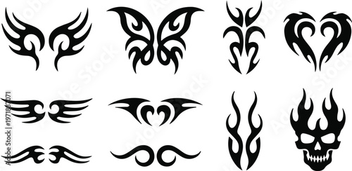 Collection of skull tattoo motifs