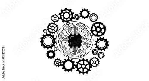 Black and white gear mechanism design.