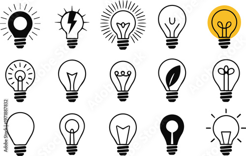 Light bulb icons for electrical and power systems