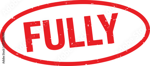 Red oval stamp with the word F U L Y in distressed bold letters fully text
