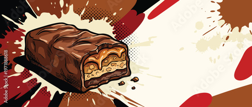 Delicious Chocolate Bar with Caramel and Nougat Layers.
