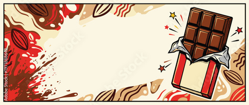 Delicious chocolate bar with wrapper sweet treat dessert cocoa product.