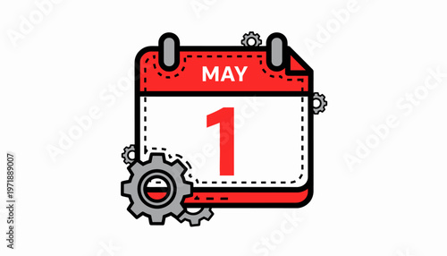 May 1st Calendar Page Flat Vector for International Labor Day
