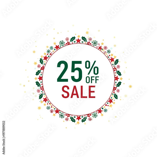 Christmas sale discount sign label.