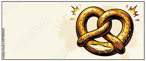 Delicious Golden Pretzel with Salt Glistening Freshly Baked Snack.