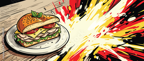 Delicious Gourmet Sandwich with Fresh Ingredients on a Plate.