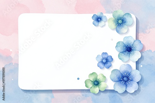 A notepad with watercolor flowers on a pink and blue background