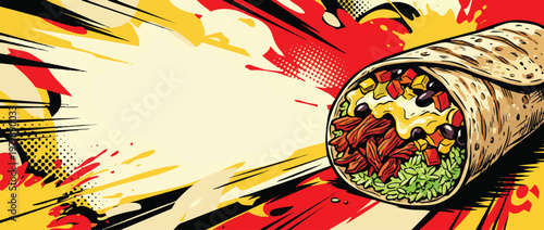 Delicious Mexican Burrito Filled with Savory Ingredients and Fresh Vegetables.