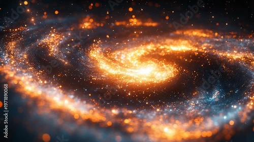 Vibrant swirling galaxy with glowing stars and cosmic dust