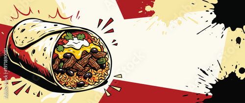 Delicious Mexican Burrito with Savory Fillings and Fresh Ingredients.