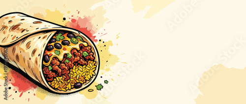 Delicious Mexican Burrito with Savory Fillings and Fresh Ingredients 1.